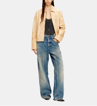Veste coach en cuir traité - Diesel - Beige