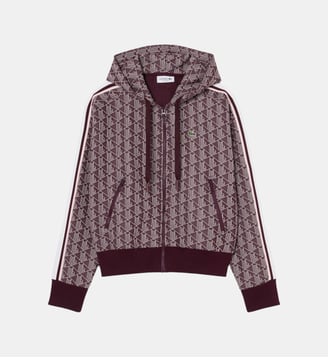 Sweatshirt à capuche jacquard monogramme - Lacoste - Rose