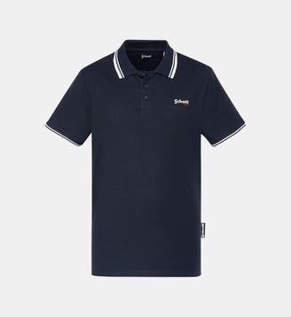 Polo noir en coton piqué - Schott - Marine
