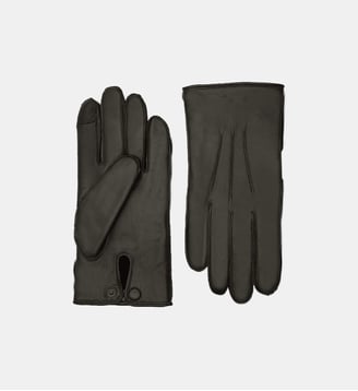 Oscar Gants Homme en Cuir Doublés Lapin - Agnelle - Noir