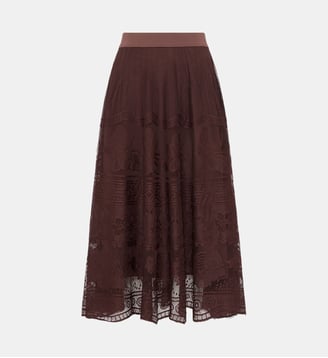 Jupe midi en dentelle - JANY - Gerard Darel - Marron