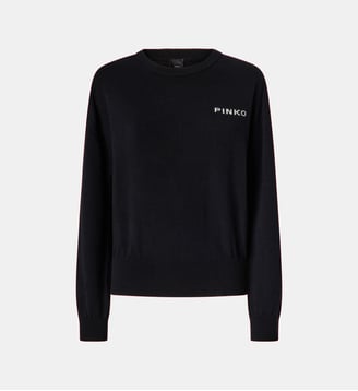 Pull avec maxi logo love birds - Pinko - Noir et blanc