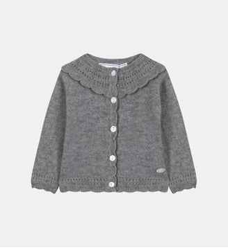 Cardigan -   cachemire col rond festonné - Tartine Et Chocolat - Gris clair