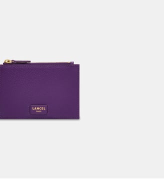Porte-cartes zippé L en cuir signature - Lancel - Violet