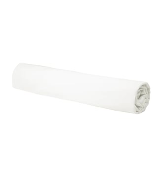 Drap housse en percale de coton lavé, DOUCEUR LAVÉE - Blanc Cerise - Blanc craie
