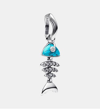 Charm Pendant Arête de Poisson Turquoise - Pandora - Argenté