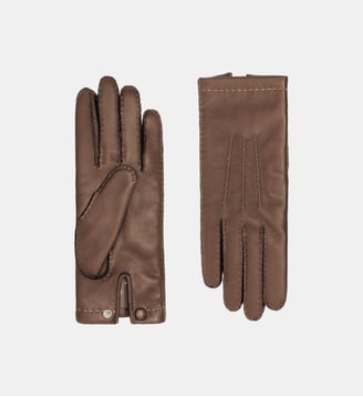 Gants Beverly Cuir Doublés Cachemire - Agnelle - Cognac