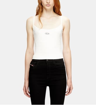 Haut côtelé avec Oval D métallique - Diesel - Blanc