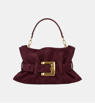 Sac Anthem Medium en cuir suédé - Balmain - Rouge