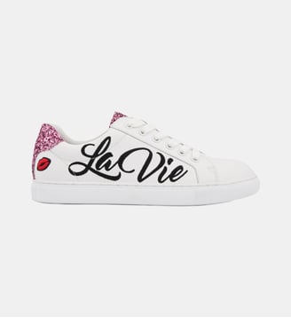 Baskets En Cuir Simone La Vie En - Bons Baisers - Blanc