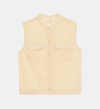 Top sans manches  col officier uni TORY - La Petite Etoile - Vanille