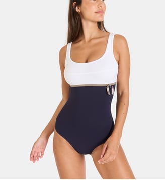 Maillot de bain 1 pièce Megranie - Livia - Blanc et bleu
