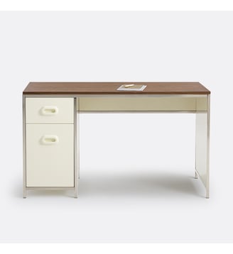 Bureau vintage - La Redoute Interieurs - Écru et plaqué noyer