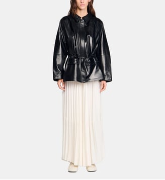 Blouson en cuir lisse - Sandro - Noir