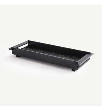 Plateau rectangulaire en chêne massif gougé, profondeur 18 cm - AM.PM - Noir