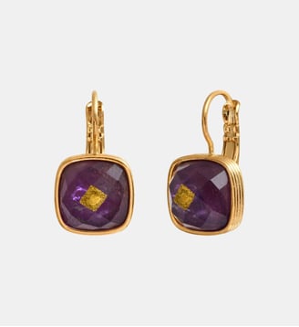 Boucles d'oreilles dormeuses   - Babylone - Satellite - Violet