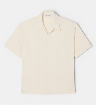 Chemise relaxed fit seersucker - Lacoste - Blanc et beige