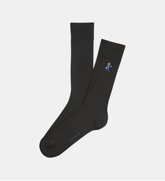 Chaussettes brodées en coton - Pilote de lit - Arthur - Noir