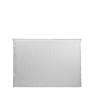 housse de tête de lit  100% lin lavé légèrement froissé - Madura - Blanc pur et bourdon noir