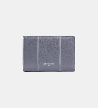 Portefeuille moyen modèle Marguerite en cuir grainé - Le Tanneur - Bleu acier