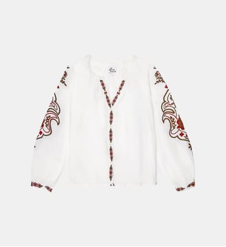 BLOUSE imprimé ethnique BARLY - La Petite Etoile - Écru