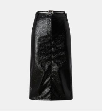 Jupe mi-longue ceinturée effet vernis - Pinko - Limousine noire