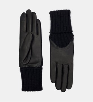 Gants Cécilia Femme Cuir Doublés Alpaga - Agnelle - Taupe patine et taupe noir