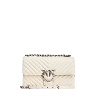 Sac bandoulière moyen love bag one chevron - Pinko - Blanc et acier