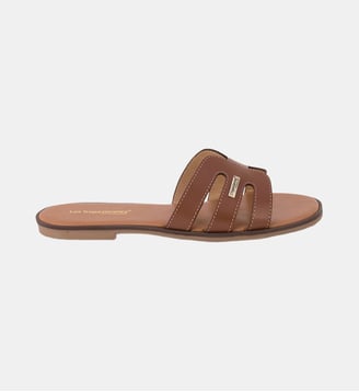 Mules plates en cuir HAMIGOS - Les Tropeziennes par M. Belarbi - Marron clair