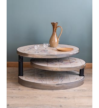 Table basse en céramique Donna N°620- Produit chiné - Debongout - Blanc