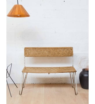 Banquette indienne en jute Martine N°66- Produit chiné - Debongout - Beige