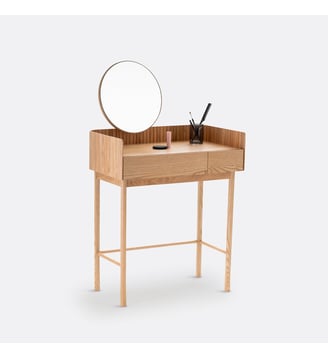 Coiffeuse 2 tiroirs, en frêne et plaqué frêne - La Redoute Interieurs - Naturel