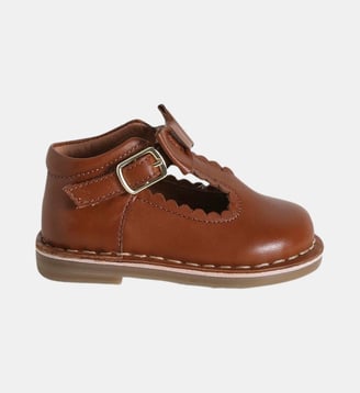 Salomés avec noeud  en cuir - Cyrillus - Cognac