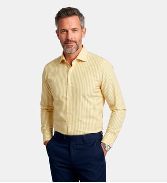 Chemise à rayures fresh fond jaune coupe cintrée - Atelier Privé - Jaune
