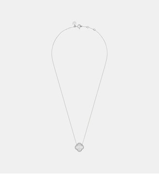 Collier, nacre blanche, diamants, or blanc Morganne Bello