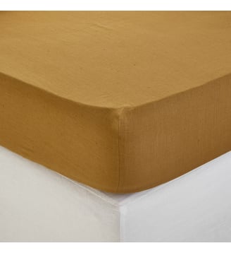 Drap Housse  Lin lavé légèrement froissé - Madura - Bronze