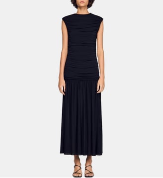 Robe longue drapée - Sandro - Noir