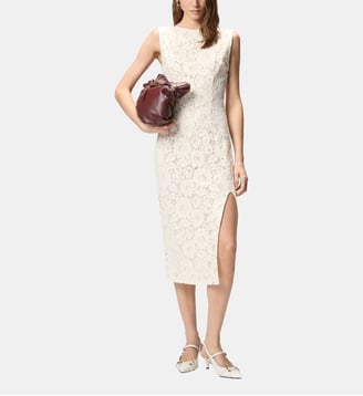 Robe en dentelle florale à encolure dos - Pinko - Blanc pureté