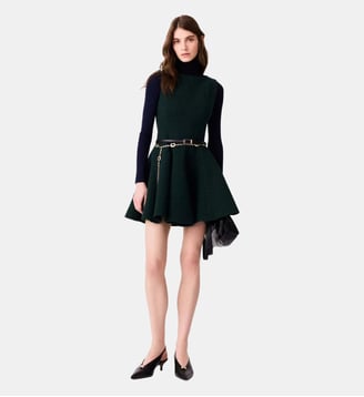 Robe courte sans manches en tweed - Maje - Vert bouteille
