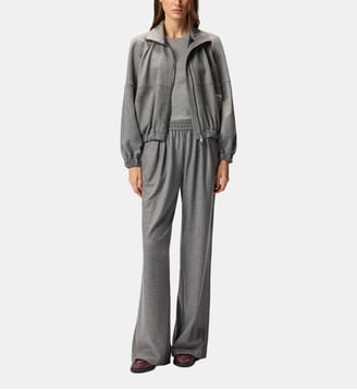 Pantalon wide leg en laine mélangée - Pinko - Gris corbeau