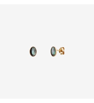 Boucles d'oreilles dorées - cab ovale - Caroline Najman - Nacre grise gris