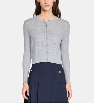 Cardigan en maille pointelle - Sandro - Gris