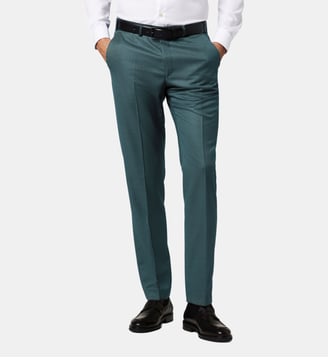 Pantalon de costume en laine regular Per - Digel - Vert foncé