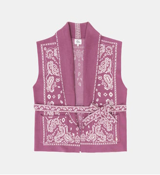 Gilet col chemise imprimé jacquard MOLITOR - La Petite Etoile - Parme