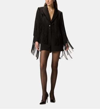 Combishort à franges all-over - Pinko - Limousine noire