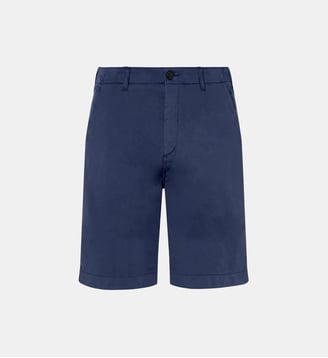 Bermuda en coton satin uni - Vilebrequin - Bleu marine