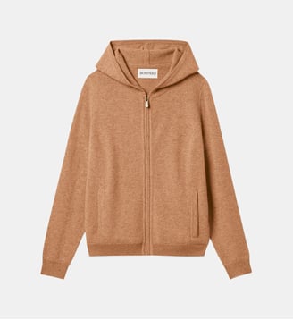 Sweat droit zippé à capuche en cachemire - Bompard - Bronzy