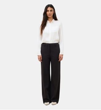 Pantalon plea - Motif uni - Coupe large - Caroll - Marron foncé