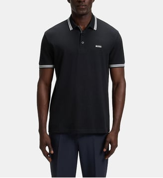 Polo Paddy en piqué de coton  - BOSS - Bleu marine