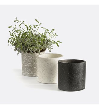 Lot 3 cache-pots en terrazzo Ø12 cm BOHAM - La Redoute Interieurs - Blanc, noir et gris